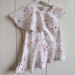 SEA NY Asymmetrical Eyelet Floral Blouse 2